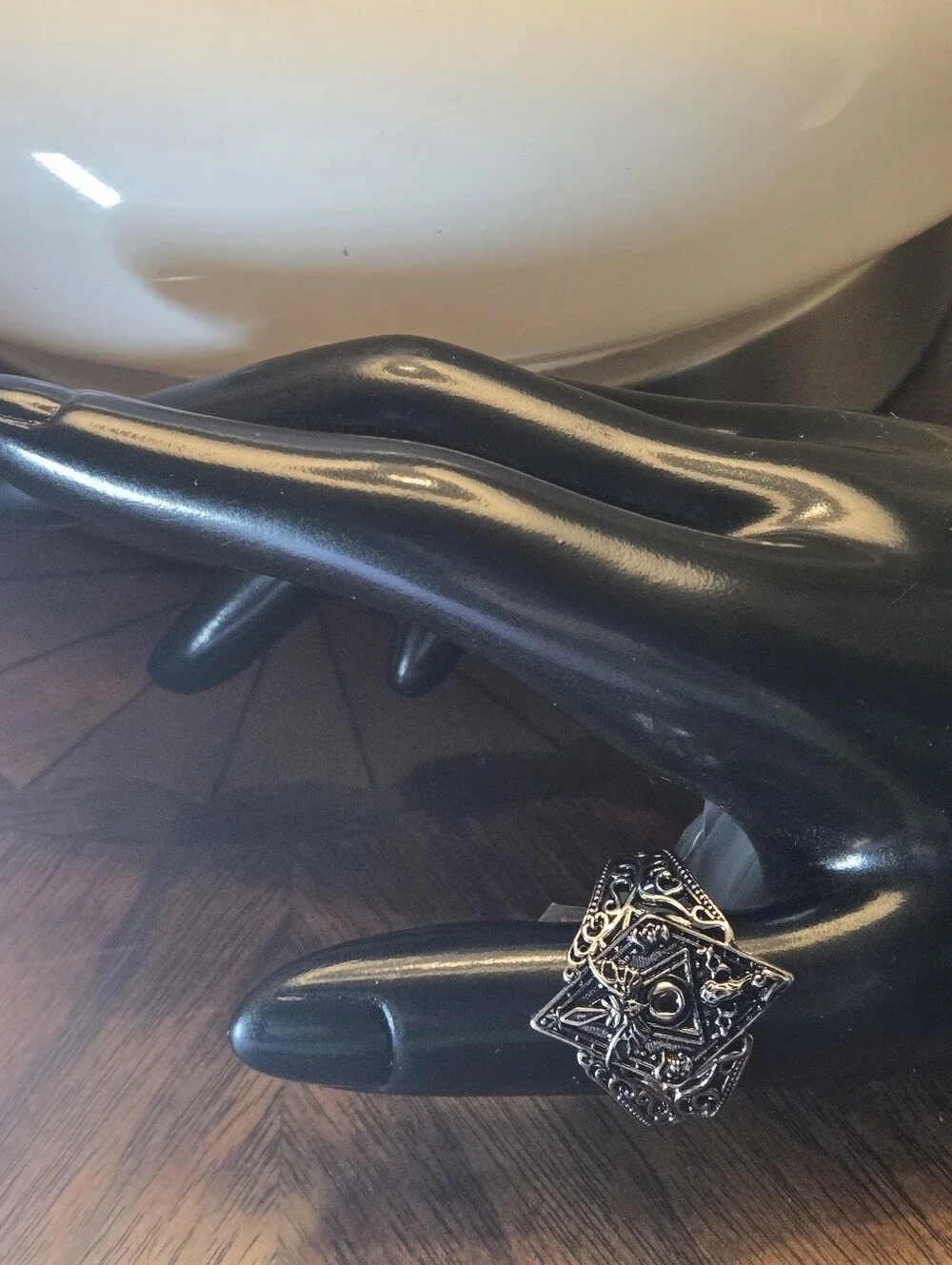 Retro Bat Rhombus Ring Gothic Copper Jewelry Brown Zirconia Stone